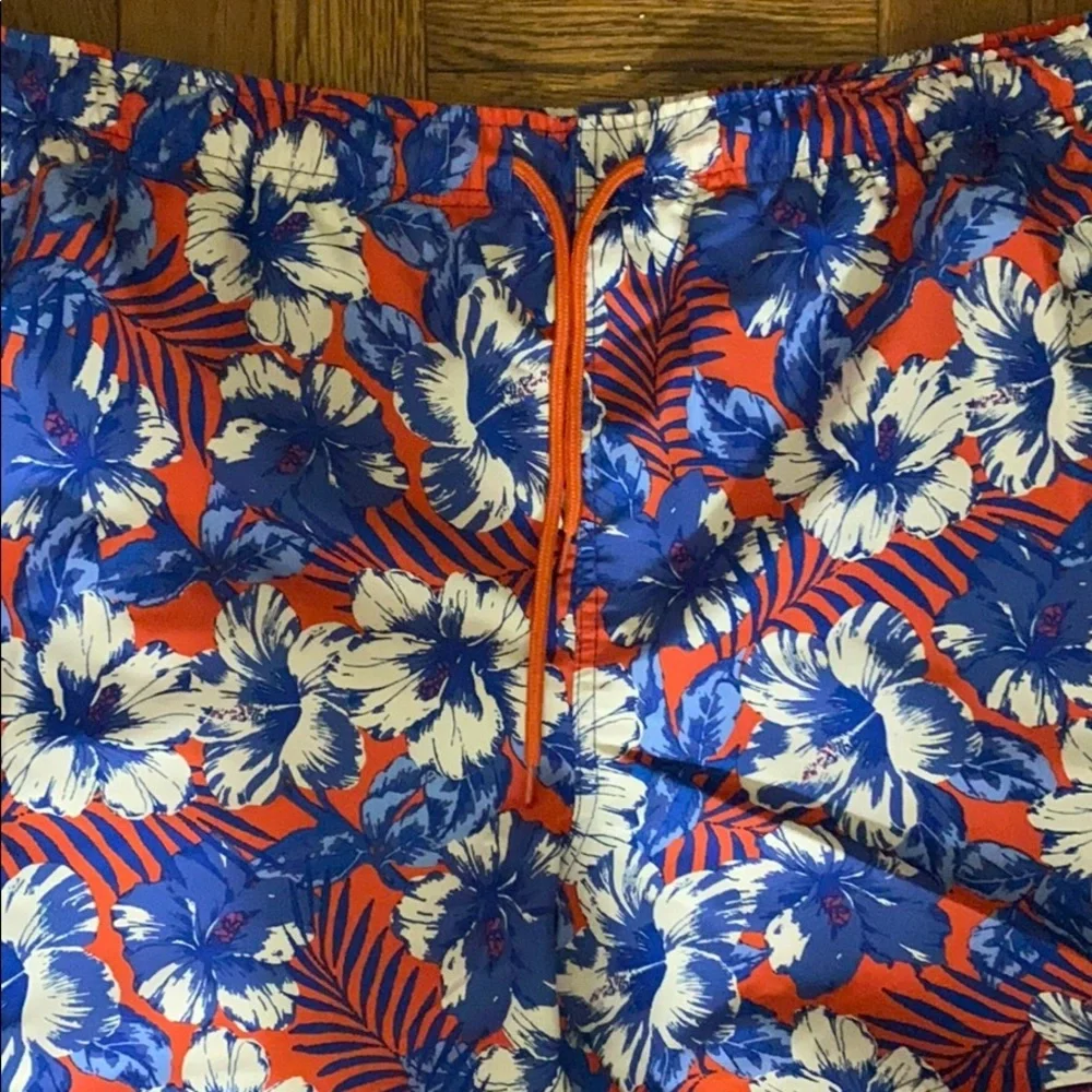 NWT mountain expedition orange floral swim shorts